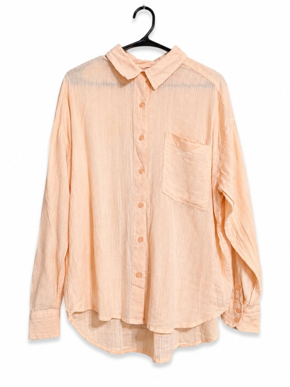 American Eagle Peach Gauze Oversized Button Up Shirt Large